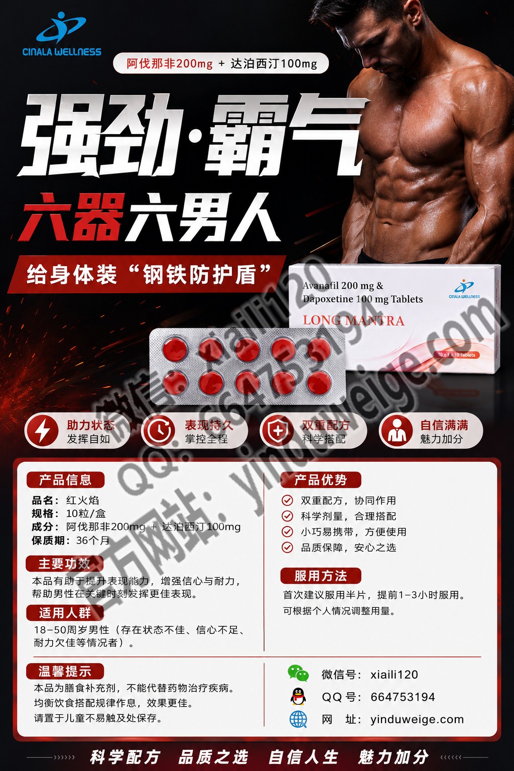 红火焰 Avanafil 200 mg Dapoxetine 100 mg Tablets-图片2